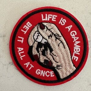 Red Embroidered Patch - Life is a Gamble